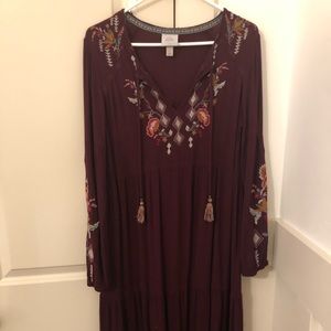 Burgundy embroidered dress